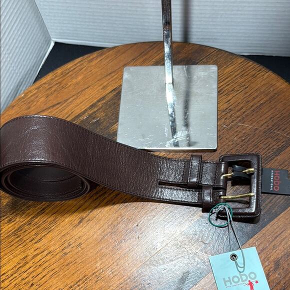 Hobo International Wide Leather Belt with Dual Buckles - Picture 1 of 5